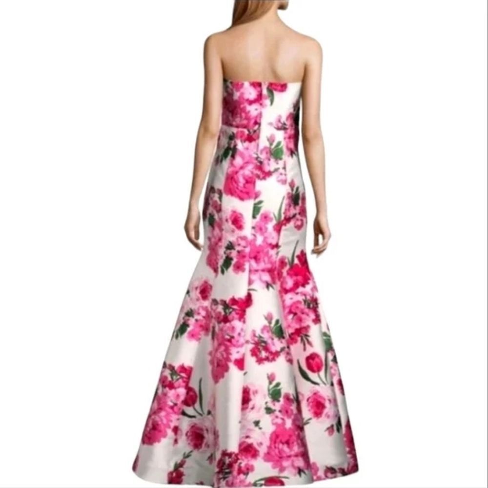 B. Smart Floral Sweetheart Strapless Mermaid Maxi Gown In Pink White NWT Size 9